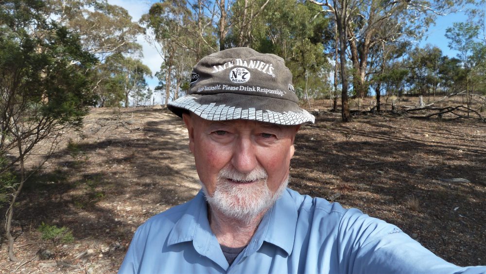 Greg on track near Sun Moth Displays